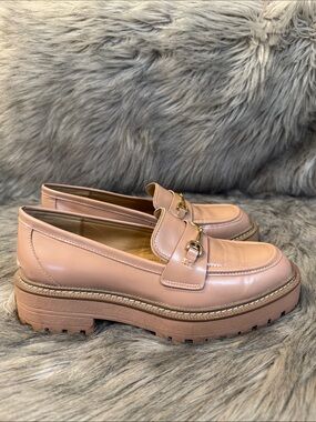 Sam Edelman Blush Pink Lug Loafers with Gold Buckle Size 9